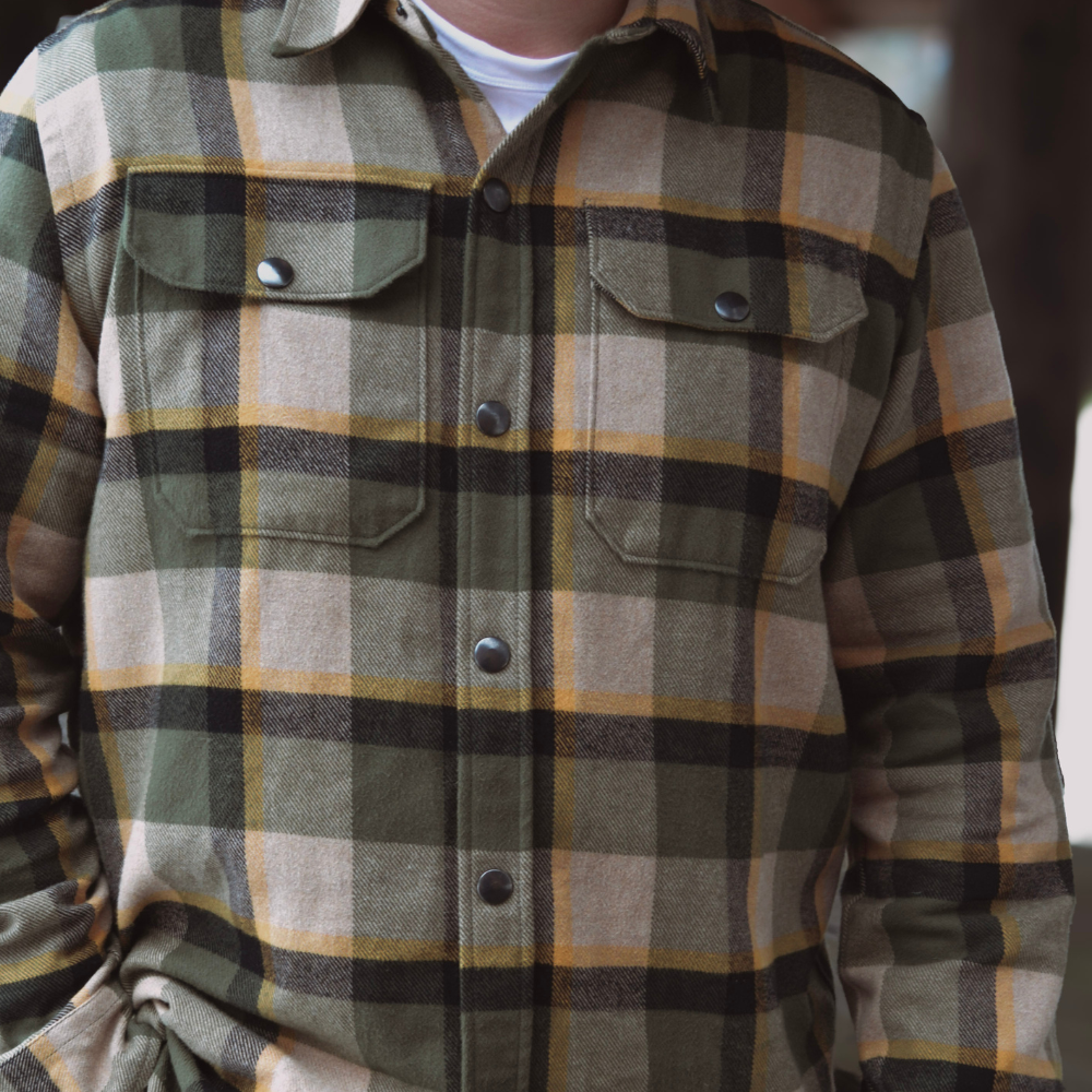 Flanellskjorte olivengrønn